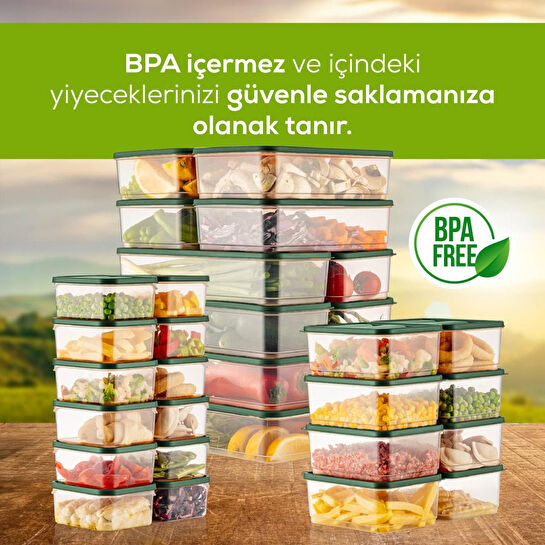 Vienev 30lu Buzdolabı Düzenleyici Organizer Mikrodalgaya Uygun Difriz Saklama Kabı Yeşil