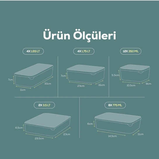 Vienev 30lu Buzdolabı Düzenleyici Organizer Mikrodalgaya Uygun Difriz Saklama Kabı Yeşil