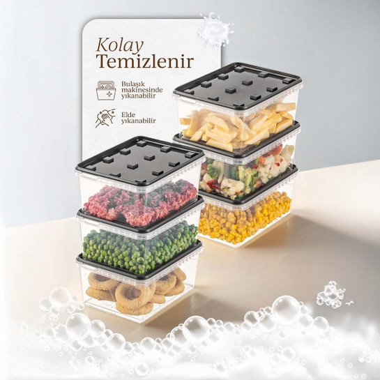 Vienev 6'lı 1,5 Litre Block Sızdırmaz Saklama Kabı Seti Antrasit