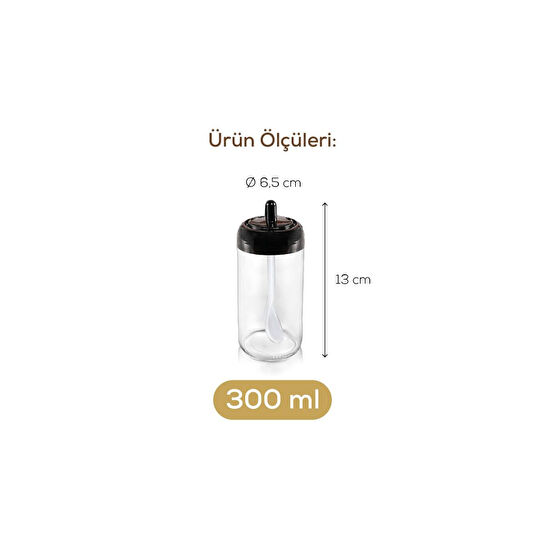 Vienev Kendinden Kaşıklı Serigrafi Etiketli 12'li Uzun Baharat Seti - Cam