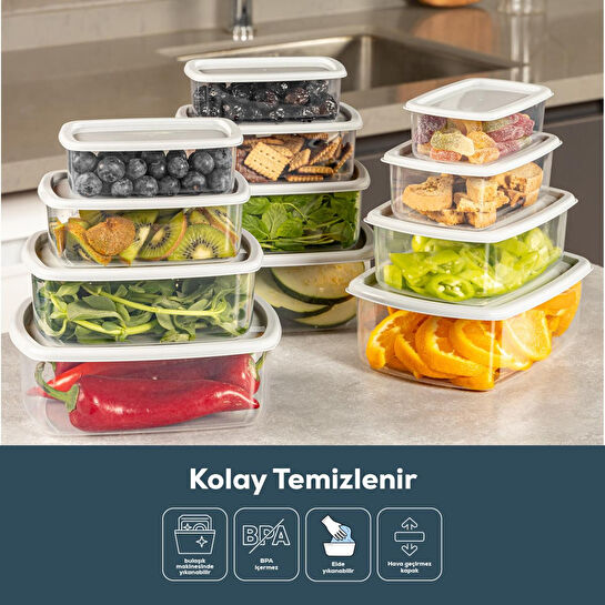 Vienev 12'li Hava Geçirmez Saklama Kabı Seti Gri 3x(250-500-750-1200 Ml)