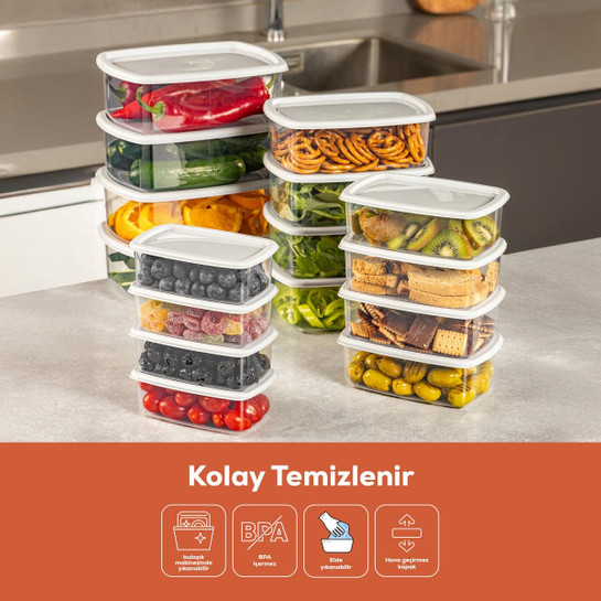 Vienev 24'lü Hava Geçirmez Saklama Kabı Seti Gri 6x(250-500-750-1200 Ml)