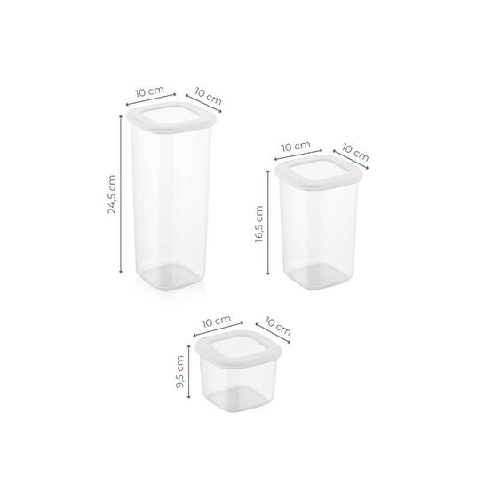 Vienev Foly Etiketli Kare Erzak Saklama Kabı 24'lü Set 8x(0,55 Li̇tre, 1,2 Li̇tre, 1,75 Li̇tre) Beyaz