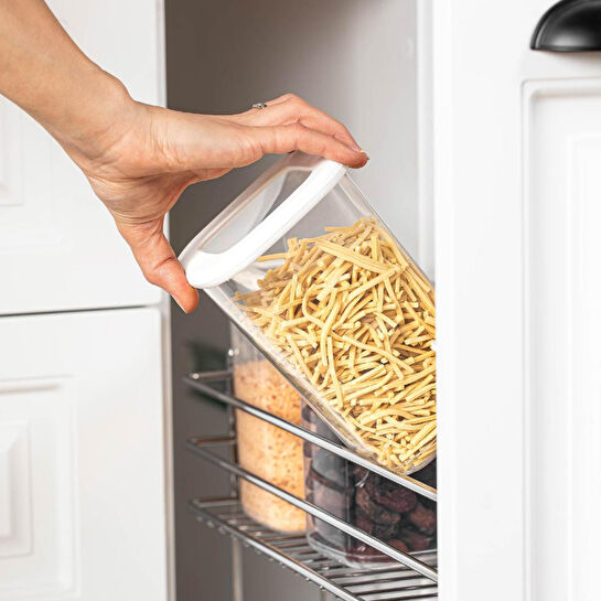 Vienev Foly Etiketli Kare Erzak Saklama Kabı 24'lü Set 8x(0,55 Li̇tre, 1,2 Li̇tre, 1,75 Li̇tre) Beyaz