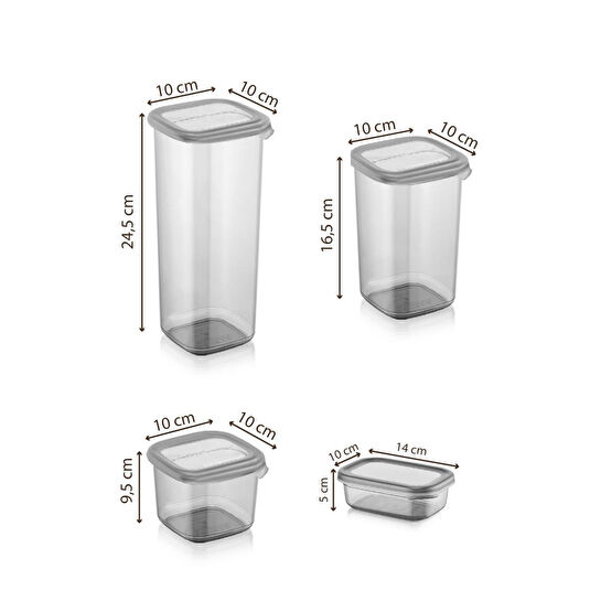 Vienev 24lü Beyaz Serigrafi Etiketli Kaşıklı Peggy Kare Erzak Baharat Full Set 6x(1,75 1,2, 0,55, 0,45) Ant