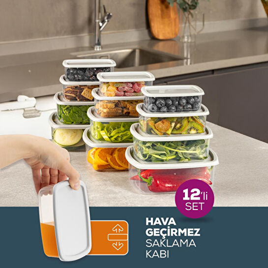 Vienev 12'li Hava Geçirmez Saklama Kabı Seti Antrasit 3x(250-500-750-1200 Ml)
