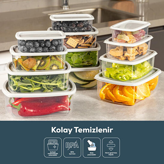 Vienev 12'li Hava Geçirmez Saklama Kabı Seti Antrasit 3x(250-500-750-1200 Ml)