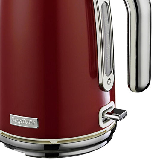 Berghoff Gem Retro 1,7 L Kırmızı Su Isıtıcı – 2200 W, Paslanmaz Çelik Gövde