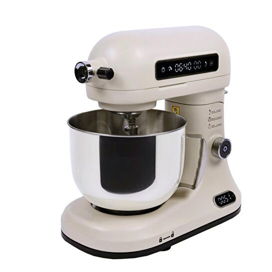 Berghoff Gem Retro 5 L Stand Mikser – 1600 W, Dayanıklı Döküm Alüminyum Gövde | Vanilya Krem