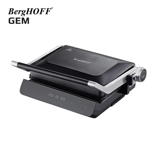Berghoff Gem Titan Siyah Çelik Kapaklı Contact Izgara Ve Tost Makinesi