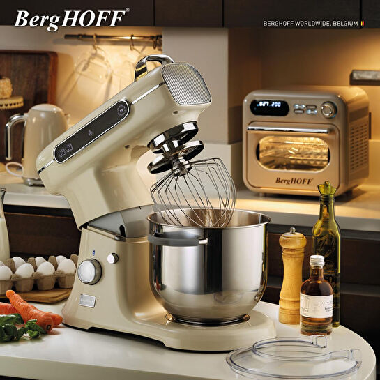 Berghoff Gem Retro 7 L Stand Mikser – 1500 W, Dayanıklı Döküm Alüminyum Gövde | Vanilya Krem