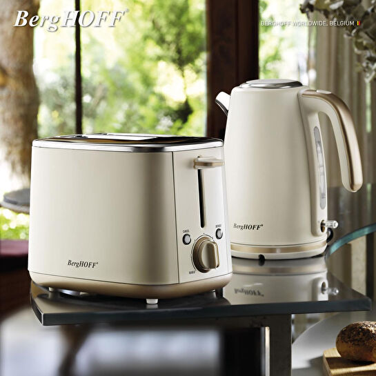 Berghoff Gem Pearl 1,7 L Su Isıtıcı – 2200 W Paslanmaz Çelik Gövde | Vanilya Krem Gold