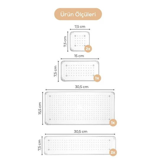 Vienev 6'lı Çekmece Içi - Dolap Içi Banyo Makyaj Takı Düzenleyici Organizer