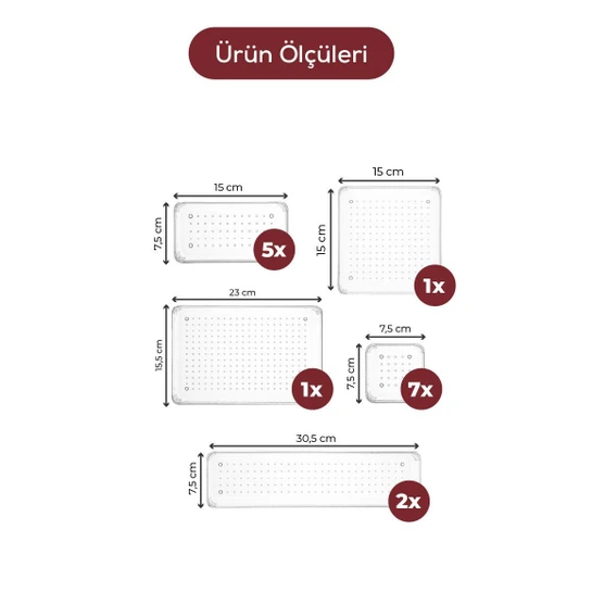 Vienev 16'lı Çekmece Içi Düzenleyici - Kozmetik Takı Aksesuar Çok Amaçlı Düzenleyici Organizer