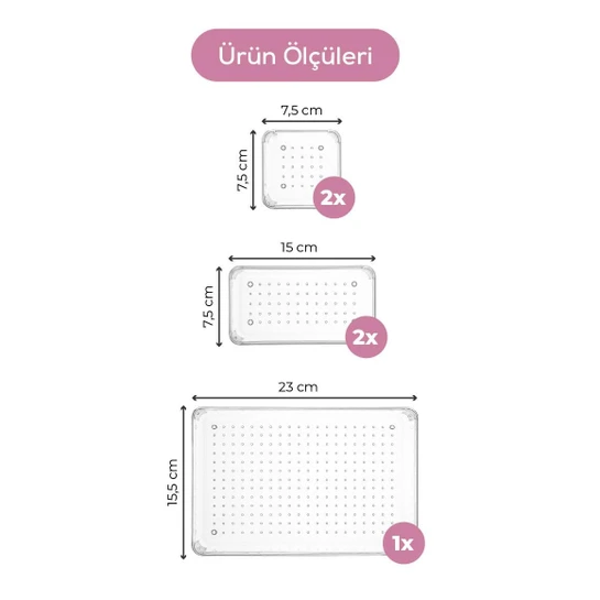 Vienev 5'li Takı Makyaj Çekmece Içi Düzenleyici Kozmetik Aksesuar Organizer