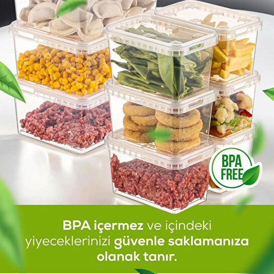 Vienev 9'lu Block Buzdolabı Ve Derin Dondurucu Sızdırmaz Saklama Kabı Şeffaf 3x(1,5 Lt)-6x(0,7 Lt)