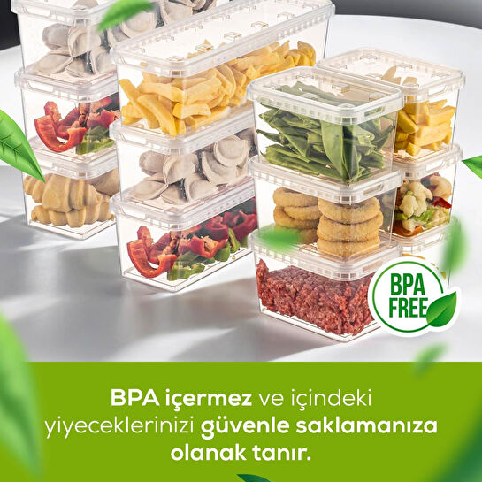 Vienev 12'li Block Buzdolabı Ve Derin Dondurucu Sızdırmaz Saklama Kabı Şeffaf 6x(1,4-0,7 Lt)