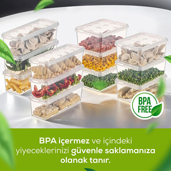 Vienev 12'li Block Buzdolabı Ve Derin Dondurucu Sızdırmaz Saklama Kabı Şeffaf 6x(1,5-1,4 Lt)