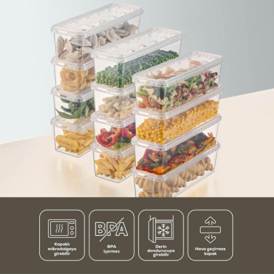 Vienev 12'li 1,4 Litre Block Buzdolabı Ve Derin Dondurucu Sızdırmaz Saklama Kabı Şeffaf