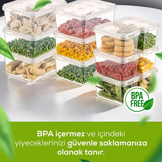 Vienev 12'li Block Buzdolabı Ve Derin Dondurucu Sızdırmaz Saklama Kabı Şeffaf 6x(1,5-0,7 Lt)