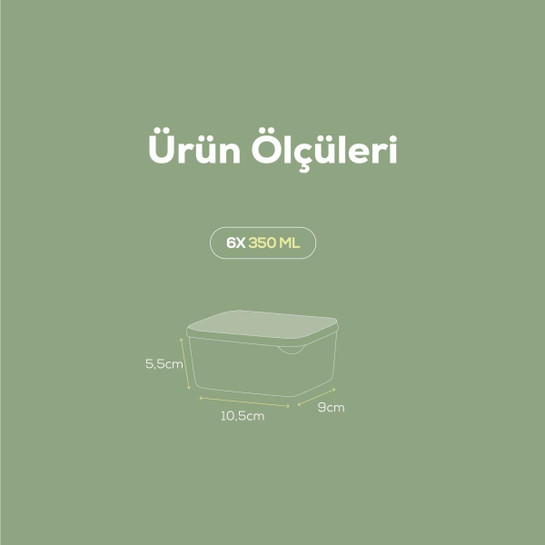 Vienev 6'lı 350 Ml Buzdolabı Dondurucu Organizer Mikrodalga Ve Difrize Uygun Saklama Kabı Mint