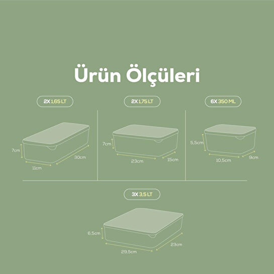 Vienev 13lü Buzdolabı Dondurucu Organizer Mikrodalga Ve Difrize Uygun Saklama Kabı Mint