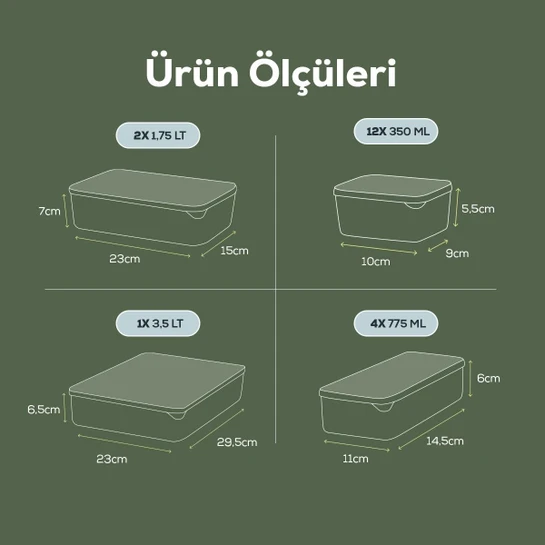 Vienev 19'lu Buzdolabı Düzenleyici Organizer Mikrodalgaya Uygun Difriz Saklama Kabı Mint