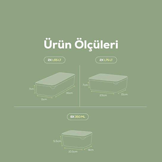 Vienev 10lu Buzdolabı Dondurucu Organizer Mikrodalga Ve Difrize Uygun Saklama Kabı Mint