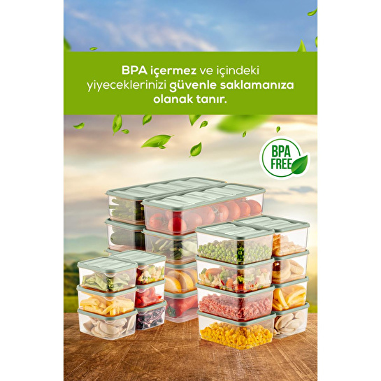 Vienev 20'li Buzdolabı Düzenleyici Organizer Mikrodalgaya Uygun Difriz Saklama Kabı Mint