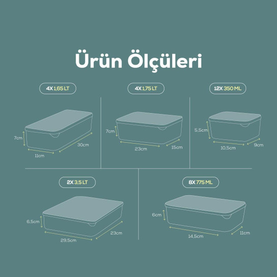 Vienev 30'lu Buzdolabı Düzenleyici Organizer Mikrodalgaya Uygun Difriz Saklama Kabı Mint