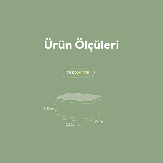 Vienev 12'li 350 Ml Buzdolabı Dondurucu Organizer Mikrodalga Ve Difrize Uygun Saklama Kabı Mint