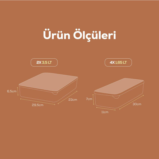 Vienev 6'lı Bella Buzdolabı Düzenleyici Antrasit 2x(3,5 Li̇tre) 4x(1,65 Li̇tre)