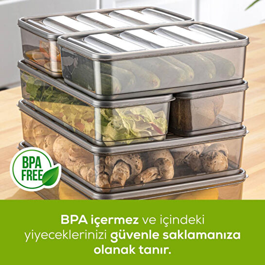 Vienev 6'lı Bella Buzdolabı Düzenleyici Antrasit 2x(3,5, 1,65, 1,75 Li̇tre)