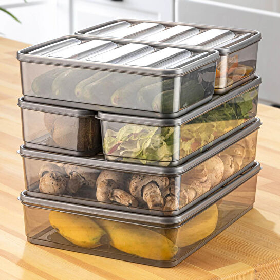 Vienev 6'lı Bella Buzdolabı Düzenleyici Antrasit 2x(3,5, 1,65, 1,75 Li̇tre)