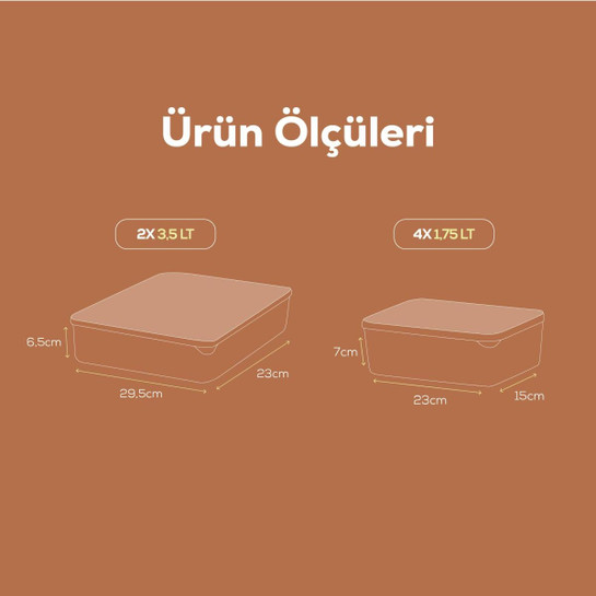 Vienev 6'lı Bella Buzdolabı Düzenleyici Antrasit 2x(3,5 Li̇tre) 4x(1,75 Li̇tre)