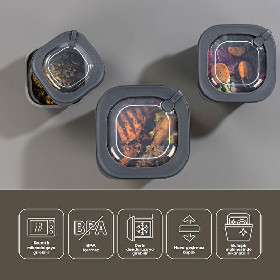 Vienev 12'li 4x(600-1100-1800 Ml) Mikrodalga Ve Difrize Uygun Vip Kapaklı Özel Saklama Kabı Seti Renkli