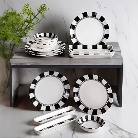 Vienev 14 Parça 6 Kişilik Handmade Dama Desen Kahvaltı Takımı - Lüx Kahvaltılık Sunum Seti