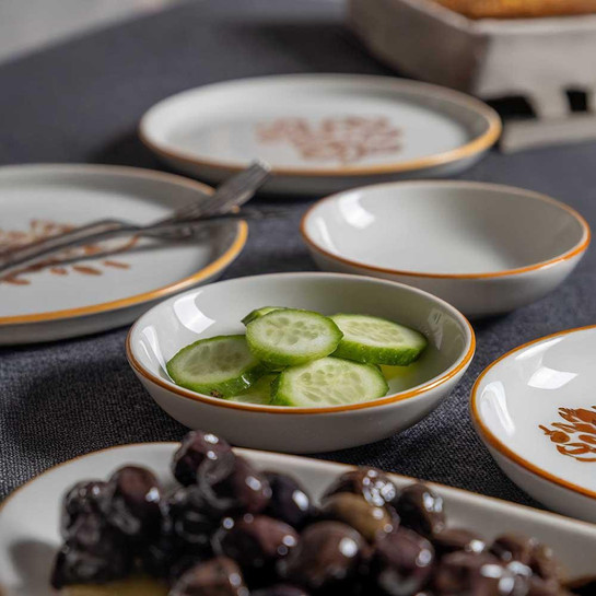 Vienev 14 Parça 6 Kişilik Handmade Kahve Yaprak Kahvaltı Takımı - Lüx Kahvaltılık Sunum Seti