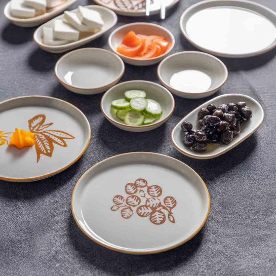Vienev 14 Parça 6 Kişilik Handmade Kahve Yaprak Kahvaltı Takımı - Lüx Kahvaltılık Sunum Seti