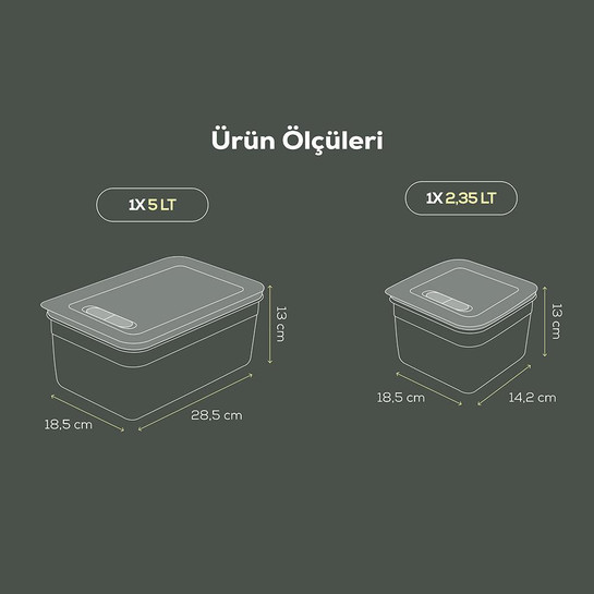 Vienev 4'lü Hava Kanallı Ayarlanabilir Sebze Ve Meyve Saklama Kabı 2x(2,35-5 lt) yeşil