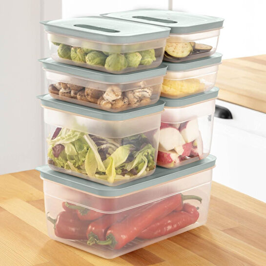 Vienev 7'li Hava Kanallı Ayarlanabilir Sebze Ve Meyve Saklama Kabı 4x(1,15 Lt) 2x(2,35 Lt) 1x(5 lt) mint