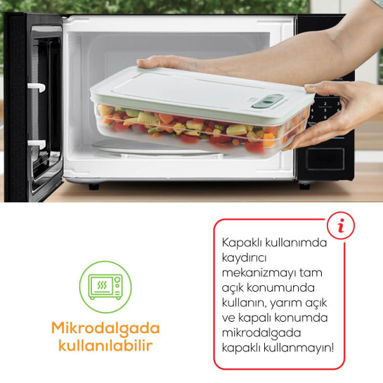 Vienev 3'lü Ayarlı Sebze Ve Meyve Saklama Kabı Mint 3,8 Litre