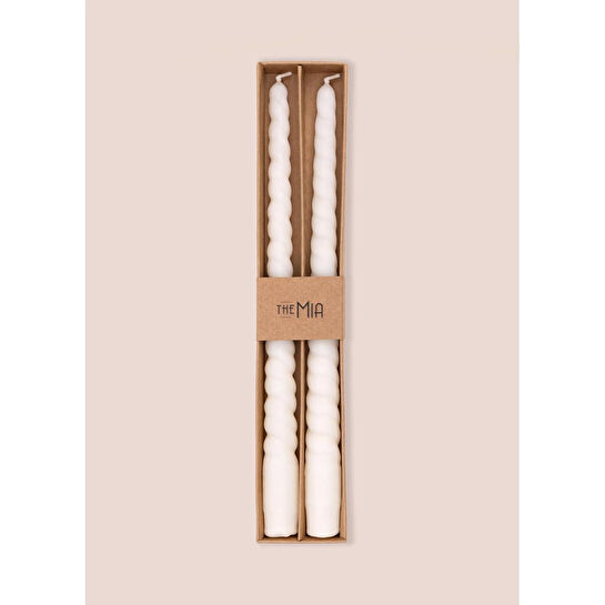 The Mia Burgu Şamdan Mumu 2li Set Krem 29 Cm