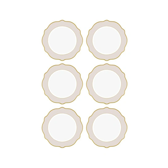 The Mia Jaswely Pasta Tabağı 6 Parça Kum Beji 21 Cm