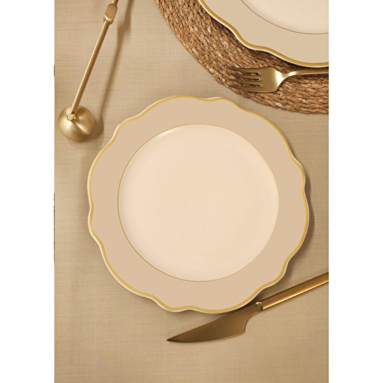 The Mia Jaswely Pasta Tabağı 6 Parça Kum Beji 21 Cm