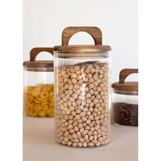 The Mia Akasya Kulplu Cam Kavanoz 1000 Ml