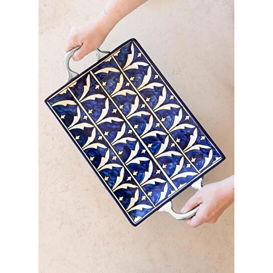 The Mia Corallo Servis Tepsisi Mavi 47x27 Cm