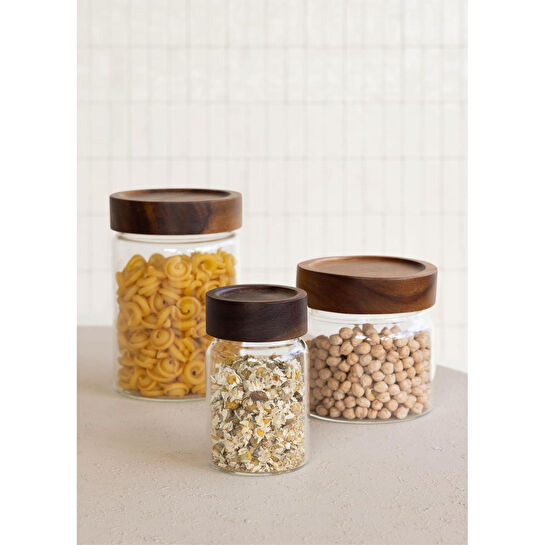 The Mia Akasya Yuvarlak Cam Kavanoz Seti 6 Parça 250 Ml