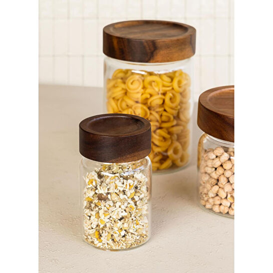 The Mia Akasya Yuvarlak Cam Kavanoz Seti 6 Parça 250 Ml