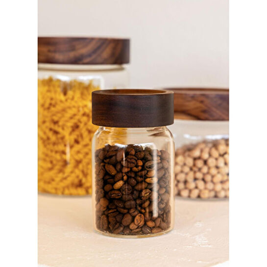 The Mia Akasya Yuvarlak Cam Kavanoz Seti 6 Parça 250 Ml